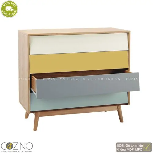 Tủ ngăn kéo Senja Vintage gỗ tự nhiên  4 ngăn nhiều màu- đẹp, giá rẻ tại hcm và hà nội