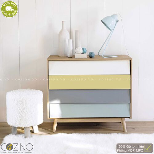Tủ ngăn kéo Senja Vintage gỗ tự nhiên  4 ngăn nhiều màu- đẹp, giá rẻ tại hcm và hà nội