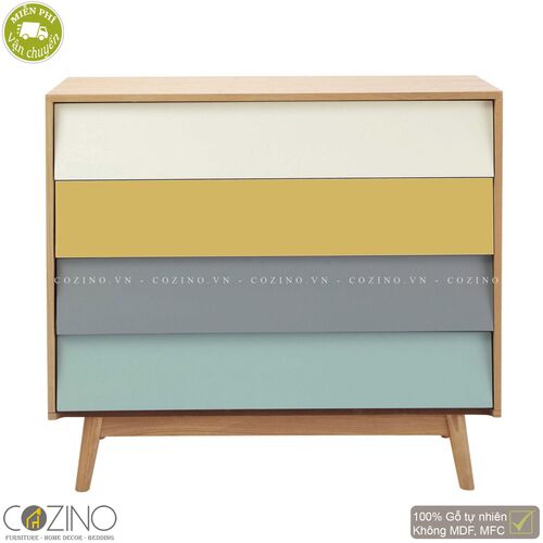 Tủ ngăn kéo Senja Vintage gỗ tự nhiên  4 ngăn nhiều màu- đẹp, giá rẻ tại hcm và hà nội