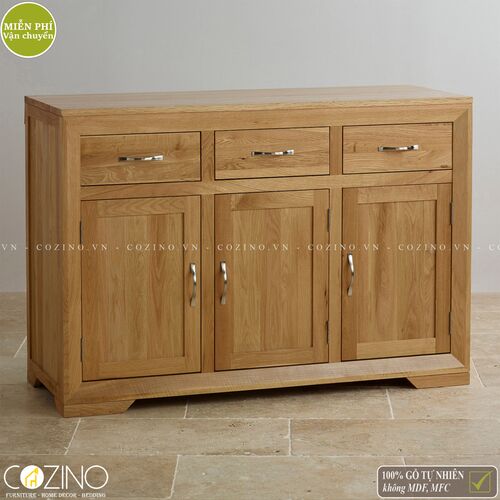 Tủ chén đĩa lớn Camber 3 cánh gỗ sồi Mỹ- đẹp, giá rẻ tại hcm và hà nội