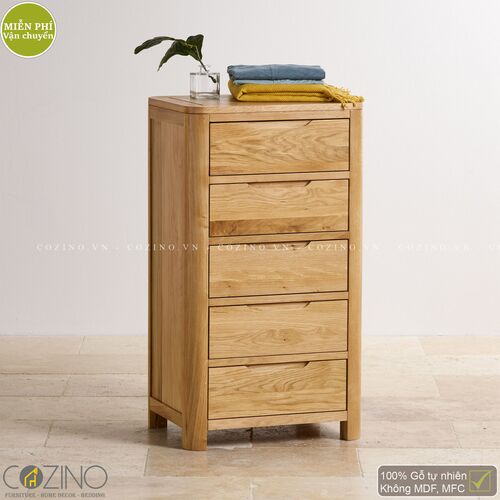 Tủ 5 ngăn kéo 5 tầng Emley gỗ sồi Mỹ- đẹp, giá rẻ tại hcm và hà nội
