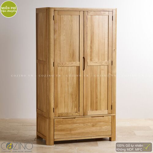 Tủ quần áo Emley 2 cánh 1 ngăn kéo gỗ sồi Mỹ (nhiều kích thước)- đẹp, giá rẻ tại hcm và hà nội