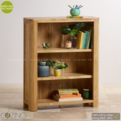 Tủ kệ sách, trưng bày Emley thấp gỗ sồi Mỹ- đẹp, giá rẻ tại hcm và hà nội