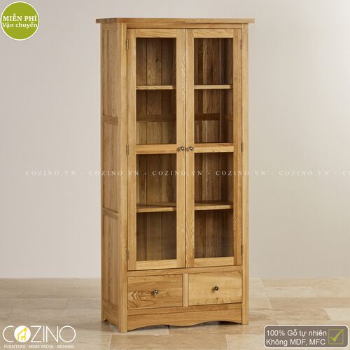 Tủ kệ sách và trưng bày cánh kính Cawood gỗ sồi 1m Mỹ- đẹp, giá rẻ tại hcm và hà nội
