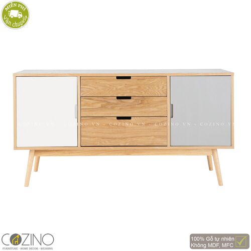 Tủ trưng bày lưu trữ SENJA gỗ tự nhiên  3 ngăn 2 cánh trắng-xám- đẹp, giá rẻ tại hcm và hà nội