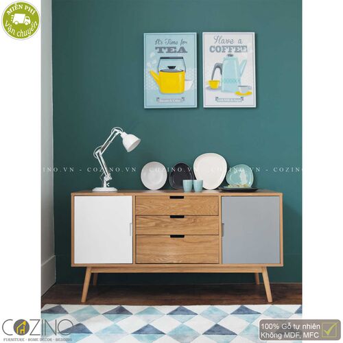 Tủ trưng bày lưu trữ SENJA gỗ tự nhiên  3 ngăn 2 cánh trắng-xám- đẹp, giá rẻ tại hcm và hà nội