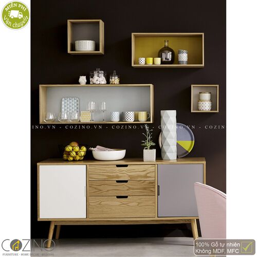 Tủ trưng bày lưu trữ SENJA gỗ tự nhiên  3 ngăn 2 cánh trắng-xám- đẹp, giá rẻ tại hcm và hà nội