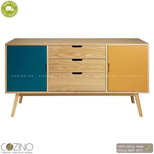 Tủ trưng bày lưu trữ SENJA gỗ tự nhiên 3 ngăn 2 cánh xanh vàng- đẹp, giá rẻ tại hcm và hà nội