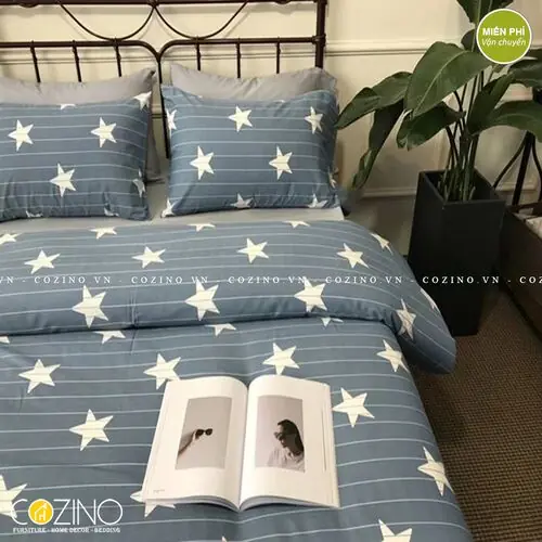 Bộ chăn ga gối Cotton 100% CZN 04 - STAR- đẹp, giá rẻ tại hcm và hà nội