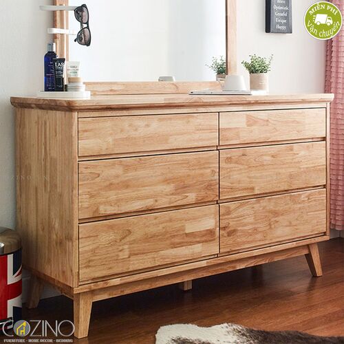 Tủ 6 ngăn kéo 3 tầng IXORA gỗ cao su (không có gương)- đẹp, giá rẻ tại hcm và hà nội