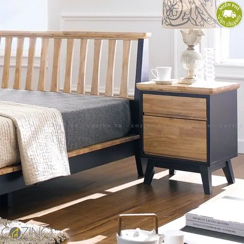 Tủ đầu giường Lantana 2 hộc gỗ cao su- đẹp, giá rẻ tại hcm và hà nội