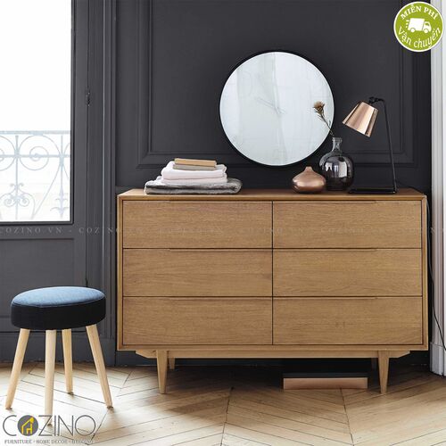 Tủ ngăn kéo ngang Portobello 6 hộc gỗ tự nhiên- đẹp, giá rẻ tại hcm và hà nội