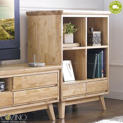 Tủ sách và trưng bày IXORA loại thấp gỗ cao su- đẹp, giá rẻ tại hcm và hà nội