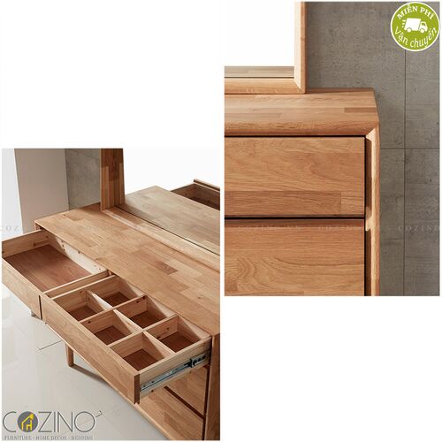 Tủ 6 ngăn kéo 3 tầng có gương trang điểm Calla gỗ cao su- đẹp, giá rẻ tại hcm và hà nội