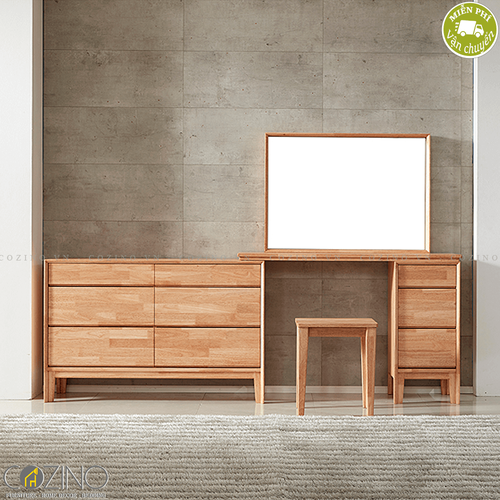 Bàn trang điểm 2 tủ ngăn kéo nối dài Poppy gỗ cao su (chưa bao gồm ghế)- đẹp, giá rẻ tại hcm và hà nội