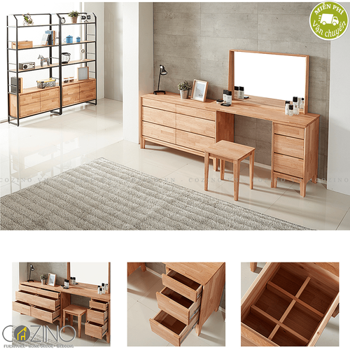 Bàn trang điểm 2 tủ ngăn kéo nối dài Poppy gỗ cao su (chưa bao gồm ghế)- đẹp, giá rẻ tại hcm và hà nội