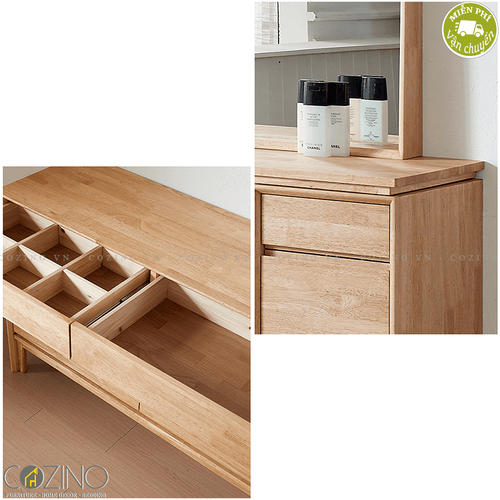 Bàn trang điểm 2 tủ ngăn kéo nối dài Poppy gỗ cao su (chưa bao gồm ghế)- đẹp, giá rẻ tại hcm và hà nội