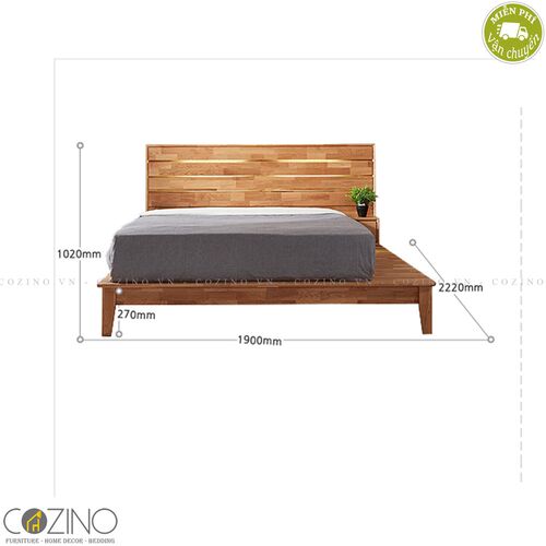 Giường đôi Calla liền tủ đầu giường gỗ cao su (nhiều kích thước)- đẹp, giá rẻ tại hcm và hà nội
