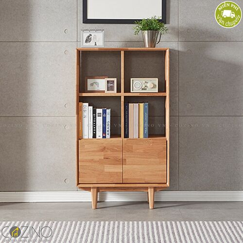 Tủ kệ sách, tủ trưng bày 2x3 - 2 cánh mở Calla gỗ cao su- đẹp, giá rẻ tại hcm và hà nội