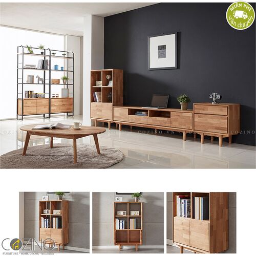 Tủ kệ sách, tủ trưng bày 2x3 - 2 cánh mở Calla gỗ cao su- đẹp, giá rẻ tại hcm và hà nội