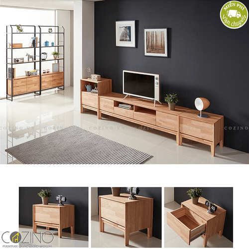 Tủ đầu giường, tủ góc 1 ngăn kéo Poppy gỗ cao su sơn tự nhiên- đẹp, giá rẻ tại hcm và hà nội
