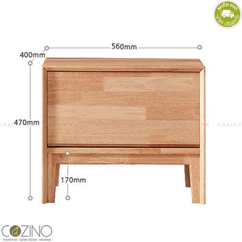 Tủ đầu giường, tủ góc 1 ngăn kéo Poppy gỗ cao su sơn tự nhiên- đẹp, giá rẻ tại hcm và hà nội