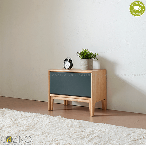Tủ đầu giường, tủ góc 1 ngăn kéo Poppy gỗ cao su mặt sơn xanh- đẹp, giá rẻ tại hcm và hà nội