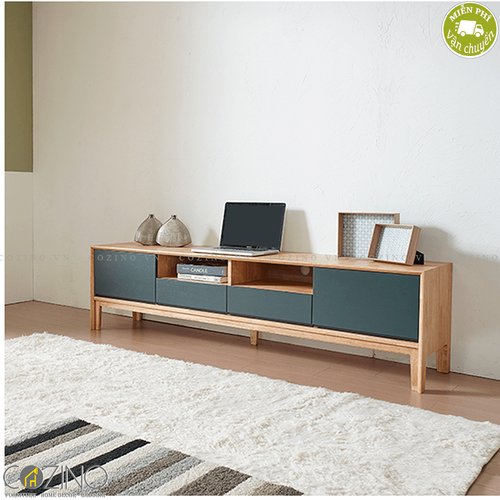 Tủ tivi Poppy gỗ cao su sơn xanh- đẹp, giá rẻ tại hcm và hà nội
