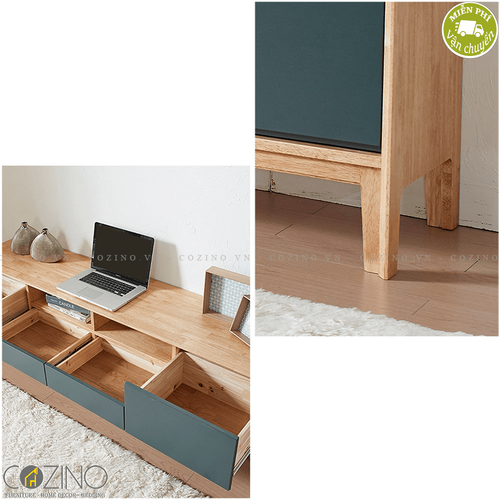Tủ tivi Poppy gỗ cao su sơn xanh- đẹp, giá rẻ tại hcm và hà nội