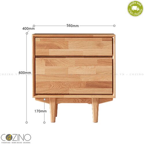 Tủ 2 ngăn kéo Calla gỗ cao su- đẹp, giá rẻ tại hcm và hà nội
