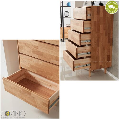 Tủ 5 ngăn kéo 5 tầng Calla gỗ cao su- đẹp, giá rẻ tại hcm và hà nội