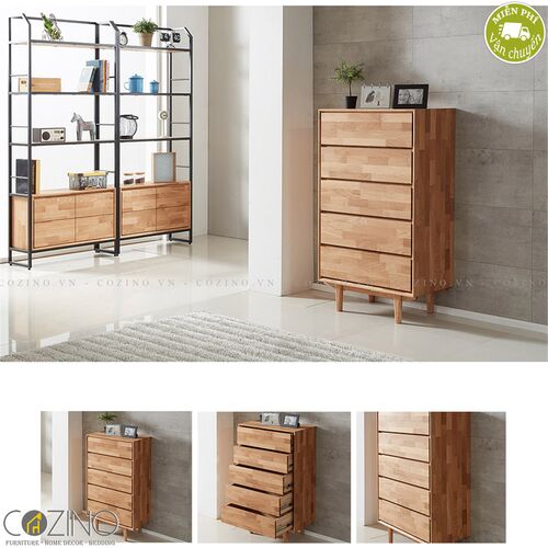 Tủ 5 ngăn kéo 5 tầng Calla gỗ cao su- đẹp, giá rẻ tại hcm và hà nội