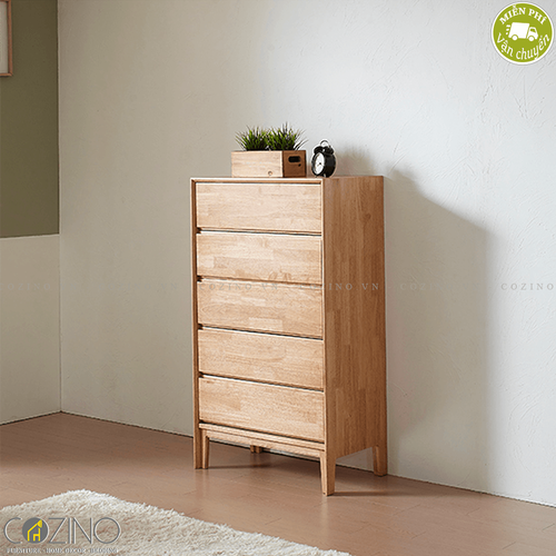 Tủ 5 ngăn kéo 5 tầng Poppy gỗ cao su- đẹp, giá rẻ tại hcm và hà nội