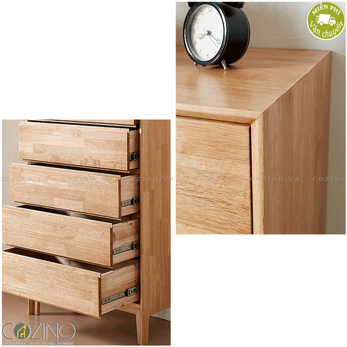 Tủ 5 ngăn kéo 5 tầng Poppy gỗ cao su- đẹp, giá rẻ tại hcm và hà nội