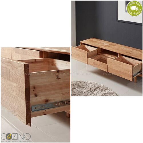 Tủ tivi 3 ngăn kéo 1 hộc Calla gỗ cao su- đẹp, giá rẻ tại hcm và hà nội