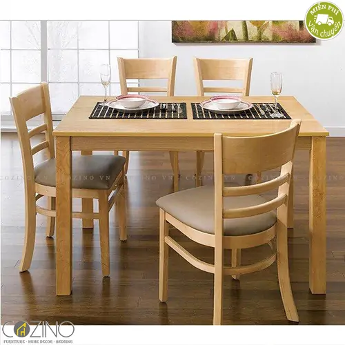 Bộ bàn ghế ăn Cabin 4 ghế màu tự nhiên (nhiều kích thước)- đẹp, giá rẻ tại hcm và hà nội