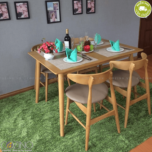 Bộ bàn ăn 4 ghế Lunar màu tự nhiên 1m2- đẹp, giá rẻ tại hcm và hà nội