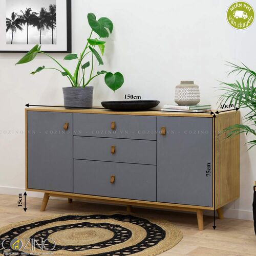Tủ trưng bày Blake gỗ tự nhiên màu ghi- đẹp, giá rẻ tại hcm và hà nội