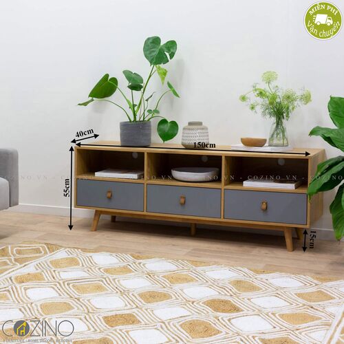 Tủ tivi Blake gỗ tự nhiên màu ghi- đẹp, giá rẻ tại hcm và hà nội