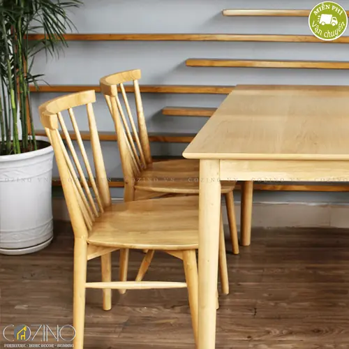 Bộ bàn ăn 6 ghế Requin màu tự nhiên 1m6- đẹp, giá rẻ tại hcm và hà nội