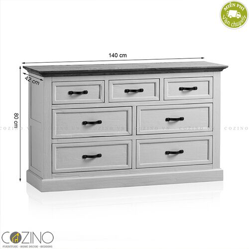Tủ 7 ngăn kéo 3 tầng Sark gỗ sồi Mỹ- đẹp, giá rẻ tại hcm và hà nội