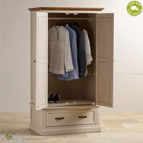 Tủ quần áo Sark 2 cánh 1 ngăn kéo gỗ sồi Mỹ (nhiều kích thước)- đẹp, giá rẻ tại hcm và hà nội