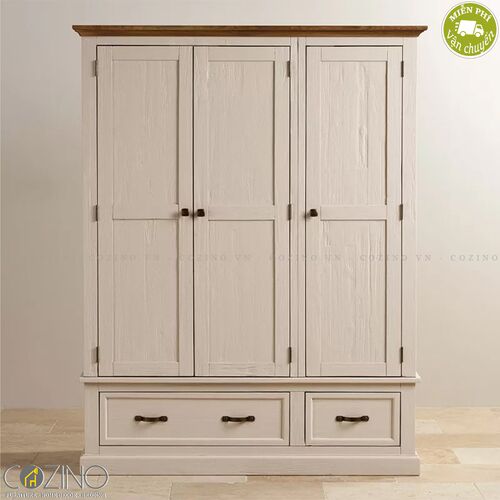 Tủ quần áo Sark 3 cánh 2 ngăn kéo gỗ sồi Mỹ- đẹp, giá rẻ tại hcm và hà nội