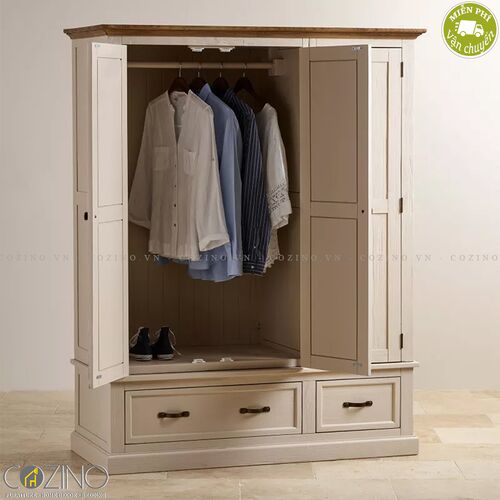 Tủ quần áo Sark 3 cánh 2 ngăn kéo gỗ sồi Mỹ- đẹp, giá rẻ tại hcm và hà nội