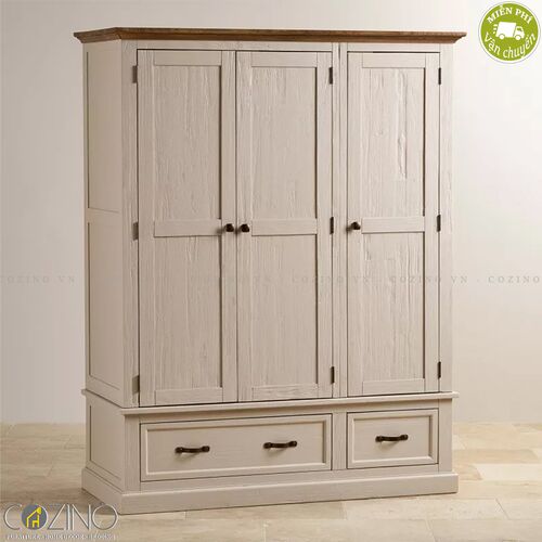 Tủ quần áo Sark 3 cánh 2 ngăn kéo gỗ sồi Mỹ- đẹp, giá rẻ tại hcm và hà nội