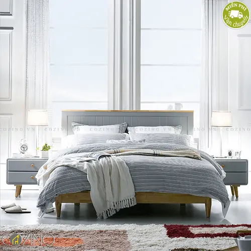 Giường ngủ Camelia (gỗ cao su nhiều kích thước)- đẹp, giá rẻ tại hcm và hà nội