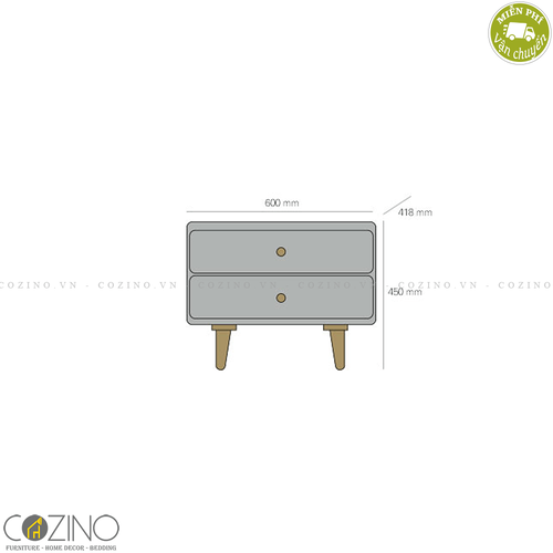 Tủ ngăn kéo Pansy 2 hộc gỗ cao su- đẹp, giá rẻ tại hcm và hà nội