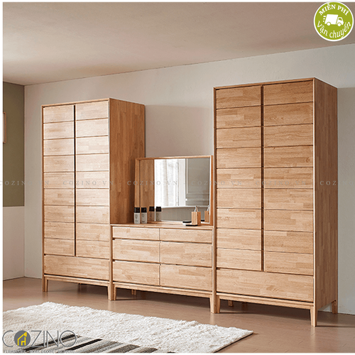 Bộ tủ quần áo và bàn trang điểm Poppy gỗ cao su- đẹp, giá rẻ tại hcm và hà nội