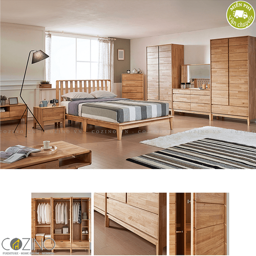 Bộ tủ quần áo và bàn trang điểm Poppy gỗ cao su- đẹp, giá rẻ tại hcm và hà nội