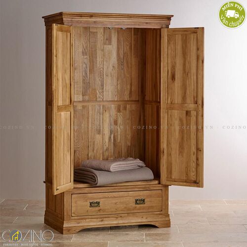 Tủ quần áo French Farmhouse 2 cánh 1 ngăn kéo gỗ sồi Mỹ (nhiều kích thước)- đẹp, giá rẻ tại hcm và hà nội